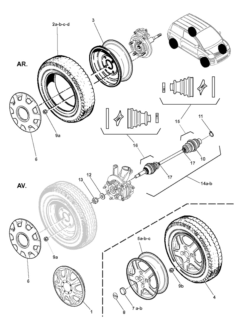 B010 - Wheels - drive shafts