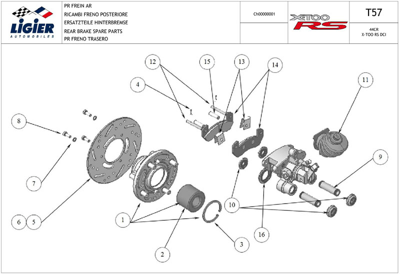 57.Rear brake spare parts T57
